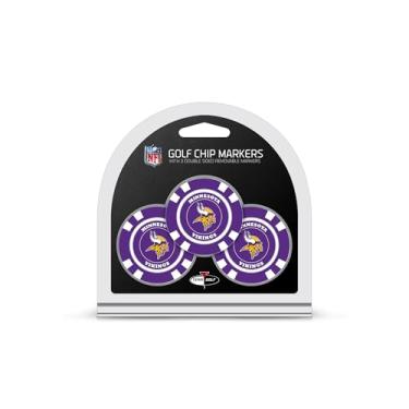 Imagem de Team Golf Marcadores de bola de golfe NFL Minnesota Vikings (3 unidades), tamanho de ficha de pôquer com marcadores pequenos de esmalte dupla face