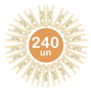 Imagem de Kit 240un Mini prendedor pregador grampos madeira natural - Rio Tijuca