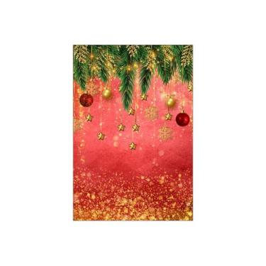 Imagem de Painel De Festa Vertical 1,50 x 2,20 - Natal Vermelho Folhagens Efeito