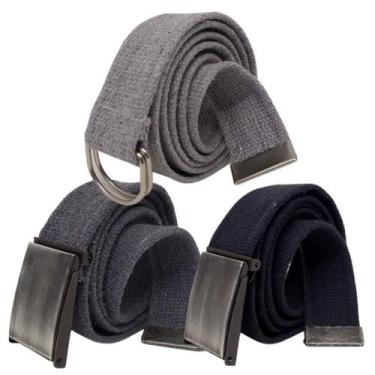 Imagem de Kit 3 Cintos Hipica Cadarço com Argola e Pressão, Preto, Cinza, Chumbo