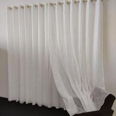 Imagem de Cortina Franzida Para Bastão Voil Bordado 4,00x2,60 - Salvatex Confecç