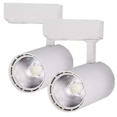 Imagem de Kit 2 Luminária Branca Trilho Spot Led 7W 3500K Branco Quente - AAAtop