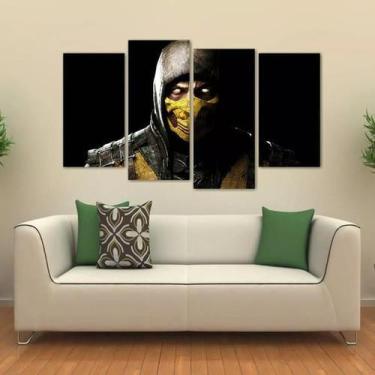 Imagem de Quadro Decorativo Scorpion Mortal Kombat Em Tecido 4 Peças 1 - Wall Fr