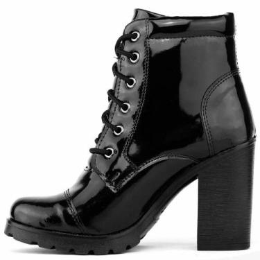 Imagem de Bota Coturno Feminina Salto Medio Blogueira com Cadarço - HYPE, Pretov