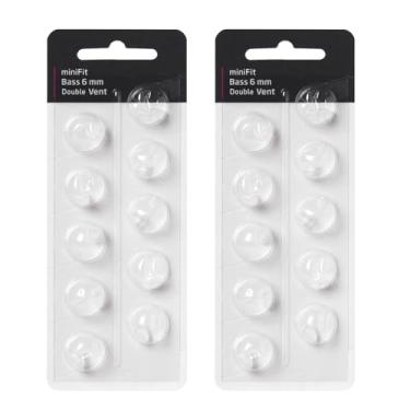 Imagem de Cúpulas para aparelhos auditivos Oticon MiniFit Double Vent Bass Domes: 2 pacotes (6 mm), cúpulas universais para suprimentos de aparelhos auditivos Oticon