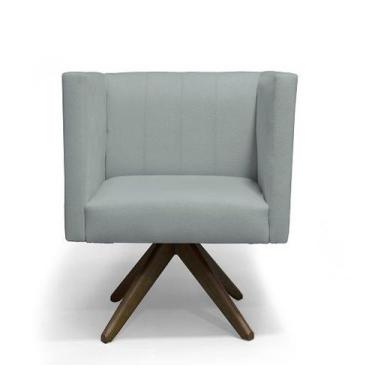 Imagem de Poltrona Decorativa Barcelona Base Giratória Suede Cinza Claro - Casa 