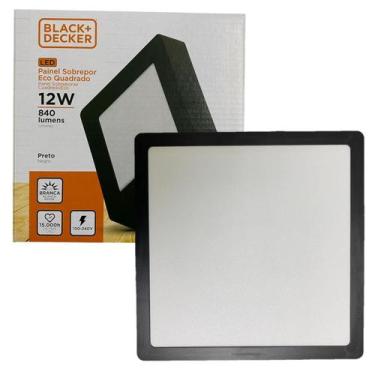 Imagem de Kit 2 Plafon Quadrado Sobrepor 12w Preto Branco Frio 6500k - Black+Dec
