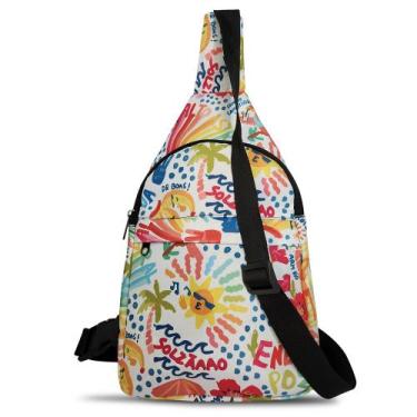 Imagem de Shoulder Bag Estampada Mini Mochila Chest Beg Bolsa Transversal 07 - P