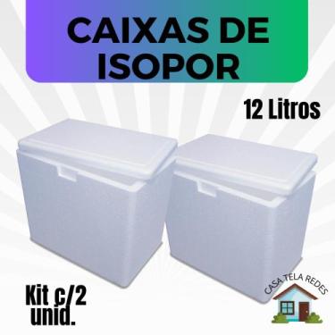 Imagem de 2 Caixas de Isopor EPS 12 litros para Gelo, latas, Bolos de potes, sal