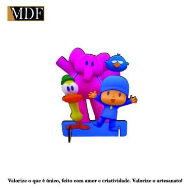 Imagem de Totens de Mesa Turminha Menor Pocoy 12cm Displays Aniversário Mdf Ades