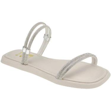 Imagem de Sandália de Brilho Sola Baixa com Palmilha Confort Rasteirinha Tira de