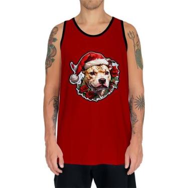 Imagem de Camiseta Regata Tshirt Natal Festa Cachorro Pitbull Cão Neve - Enjoy S