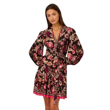 Imagem de Adrianna Papell Vestido curto feminino estampado, Preto Multi, 44