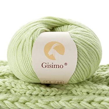 Imagem de Gisimo 100% fio de lã merino, fio luxuoso e macio de 6 camadas para tricô e crochê à mão, 50 g, 127 jardas/116 metros (verde, 1 bola)