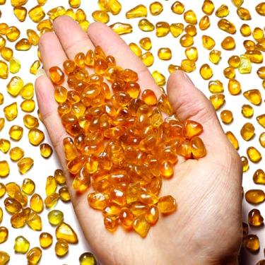 Imagem de 460 g Pedra de vidro do mar laranja irregular pedra de vidro arco-íris seixos decorativos de quartzo de rocha para decoração de aquário/enchimento de vaso/fabricação de joias/artesanato