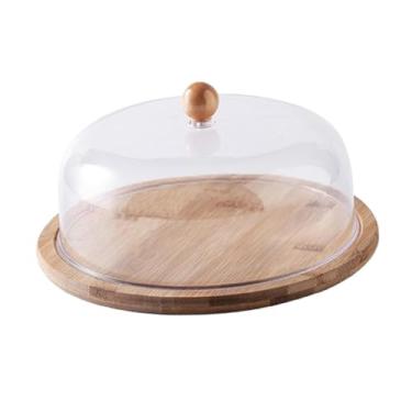Imagem de FytStycale Suporte para bolo com tampa, suporte para bolo, bandeja redonda para servir, prato de sobremesa para exibição em feriados, 26cm
