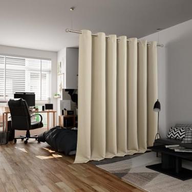 Imagem de BGment Cortina extralonga de 300 cm de comprimento para porta de vidro deslizante de pátio, cortina divisória para escurecimento de quarto, redução de ruído para separação de ambientes, 1 painel, 250