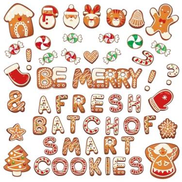 Imagem de WhatSign Decorações de Quadro de Avisos de Natal- Recortes de Quadro de Avisos de Natal para Crianças Doces de Gengibre Decoração de Boletim de Natal para Sala de Aula Escola Janel(1-Pão De Gengibre)