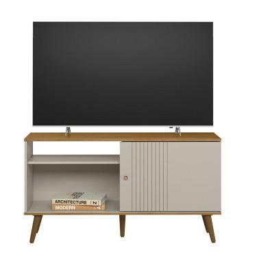 Imagem de Rack 120cm Rubi Para Tv Até 50 Polegadas Linea Brasil Nature Com Off White