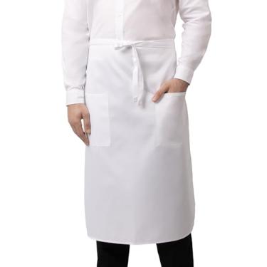 Imagem de Chef Works Avental unissex de bistrô com dois bolsos, Branco, One Size