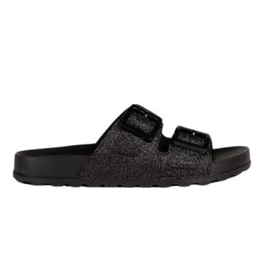 Imagem de Papete Moleca Rasteira Glitter Mini Shine Feminina Preta, 37