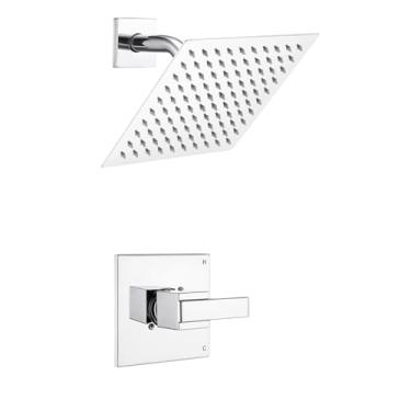 Imagem de Kit de acabamento de banheira de chuveiro de chuva de 20 cm de substituição para Delta 1300/1400 e séries 13/14, conjunto de cabeça e alça de chuveiro quadrado de alta pressão (válvula e catridge não