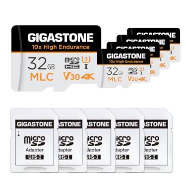 Imagem de Gigastone 10X de Alta Resistência] Cartão Micro Sd Mlc Industrial de 32 Gb com 5 Pacotes, Gravação de Vídeo 4K, Câmera de Segurança, Câmera Dash, Compatível com Vigilância 95 Mb/S, U3 C10, com Adaptad