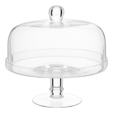 Imagem de PRATO BOLO BOLEIRA COM PÉ COM TAMPA VIDRO 22x24x24cm TRANSPARENTE