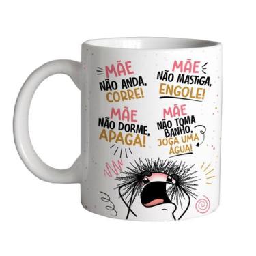Imagem de Caneca 325ml Flork frase mãe não anda corre, mãe não dorme - LARANJA E