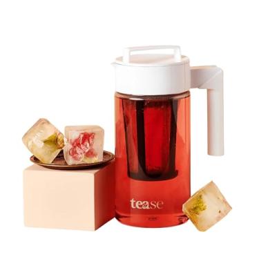 Imagem de Tease Kit de chá frio – Jarra de chá gelado de plástico Tritan sem BPA com infusor de malha, cafeteira fria, jarra de chá de fermentação fria, jarra de infusor de frutas, 900 ml