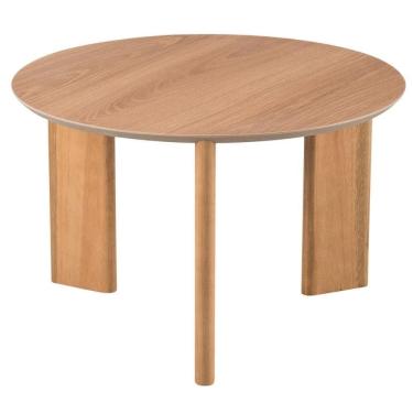 Imagem de Mesa De Centro Redonda Orgânica Chanfrada Artesano 60 Cm (larg) Mdp Hanover (mel) Pés Madeira Maciça
