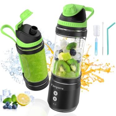Imagem de Vaeqozva Liquidificador portátil de 700 ml, liquidificador pessoal recarregável por USB para shakes e smoothies, preto e verde