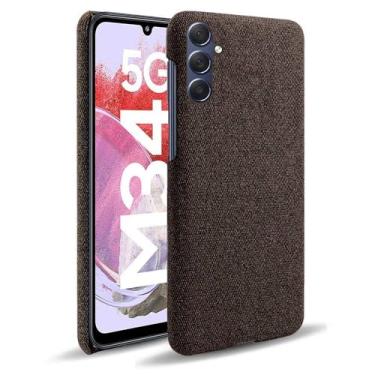Imagem de Capa para Samsung Galaxy M34 5G,Capa desenhada em lona,Case Protetora Ultrafina com Empunhadura Macia,Design em Tecido Antichoque e Antiarranhões-Brown
