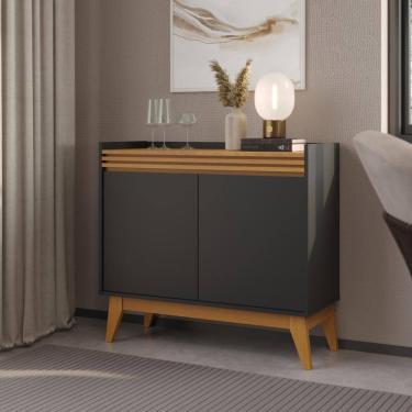 Imagem de Buffet Aparador Ripado 2 Portas com Pés de MDF Astúrias 92cm
