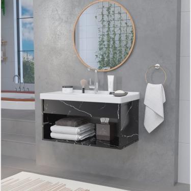 Imagem de Gabinete Suspenso para Banheiro com Cuba 60cm em mdf Zoff Riverzza