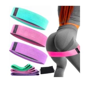 Imagem de Kit 3 faixas elástico 3 intensidade tensões de exercícios Hiper resistênte bans de fisioterapia musculação ioga alongamento dos membros inferiores e superiores em casa cademia.