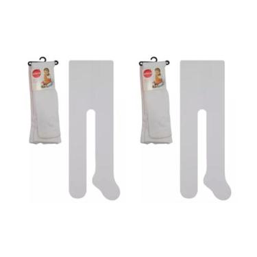 Imagem de Kit 2 Meias Calça Fio 80 Algodão Selene Bebês Quente P/ Frio, Branco, 