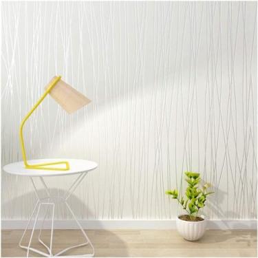 Imagem de Blooming Wall: Descole e cole papel de parede texturizado não tecido clássico listrado liso luar floresta cinza papel de parede na sala de estar quarto, 34,2 pés quadrados/rolo