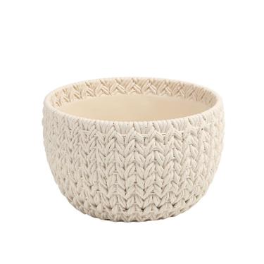 Imagem de Vaso Decorativo Tramado em Cimento Branco 13cm CS0014 BTC