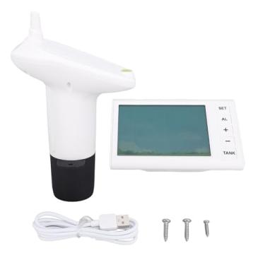 Imagem de Monitor de Nível Líquido, Sensor de Nível Ultrassônico Sem Fio de 433Hz IP65 Provo de água Precisa do Nível do Nível do Nível do Nível do óleo de água Líquida, Controlador