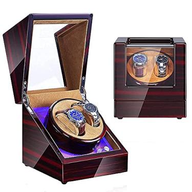 Imagem de Gerrit Watch Watch Winder Case Led automático 2 Watch Winder e motor silencioso com luz LED 5 modos de rotação compatível com relógios para senhora e homem (DA)