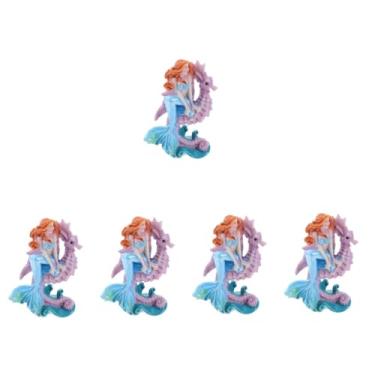 Imagem de AKALNNB 5 peças de enfeites de paisagismo de aquário de peixes, decorações de aquário de sereia, decoração doméstica, escultura de sereia, estatueta de sereia, decoração de quarto, cartola