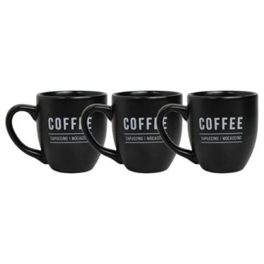 Imagem de Kit Canecas De Porcelana Copo 300ml Branca Preta Café Chique Resistente Uso Diário (3, Preto)
