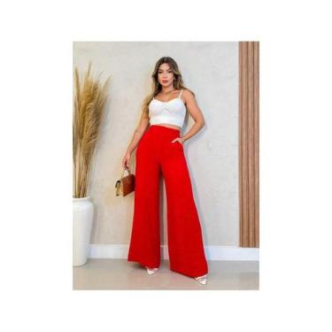 Imagem de Calça Social Alfaiataria Wide Leg Colorida - NoBrand, Vermelho, G