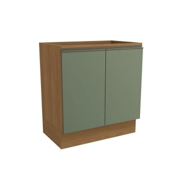 Imagem de Gabinete de Cozinha Modulado Balcão Maxxi G744 c/ 2 Portas s/ Tampo 80cm Canela/Verde - Kappesberg