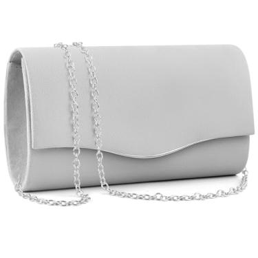 Imagem de TINDTOP Bolsas de mão formais para mulheres, Bolsas envelope de ombro, Prata (22 cm x 12 cm x 5.5 cm)