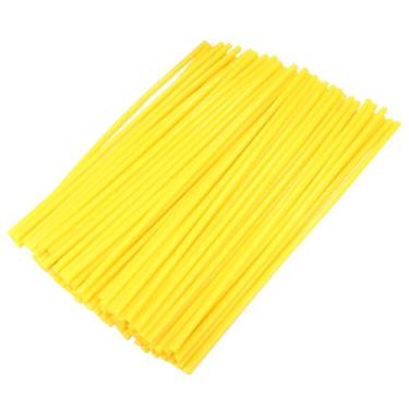 Imagem de Hitefu Pacote com 72 capas de raio duráveis, capas universais de raio de bicicleta para envoltórios de roda de bicicleta e motocicleta, tubo compatível para aros de 20 a 53 cm (amarelo)