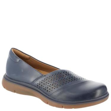 Imagem de Clarks Certina Edge sem cadarço feminino, Azul marino, 9 Wide