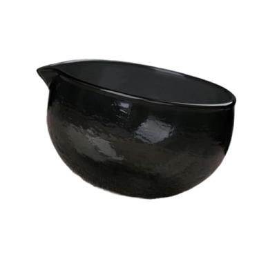 Imagem de IEUDNS Tigela de vidro para Matcha, Matcha Chawan cerimonial com bico para despejar, Chá verde para cerimônia de 400 ml, Preto