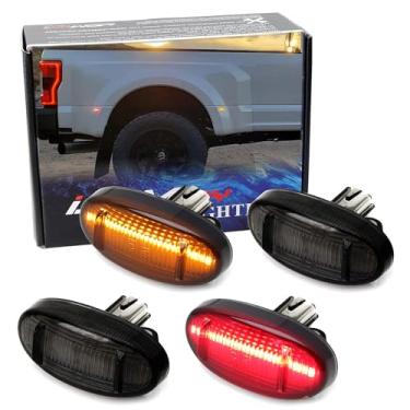Imagem de iJDMTOY Conjunto de luzes para cama de LED inteiro âmbar/vermelho compatível com Ford F250-F550 Super Duty Truck Double Wheel Side Fenders, alimentado pelo total de 48 LEDs